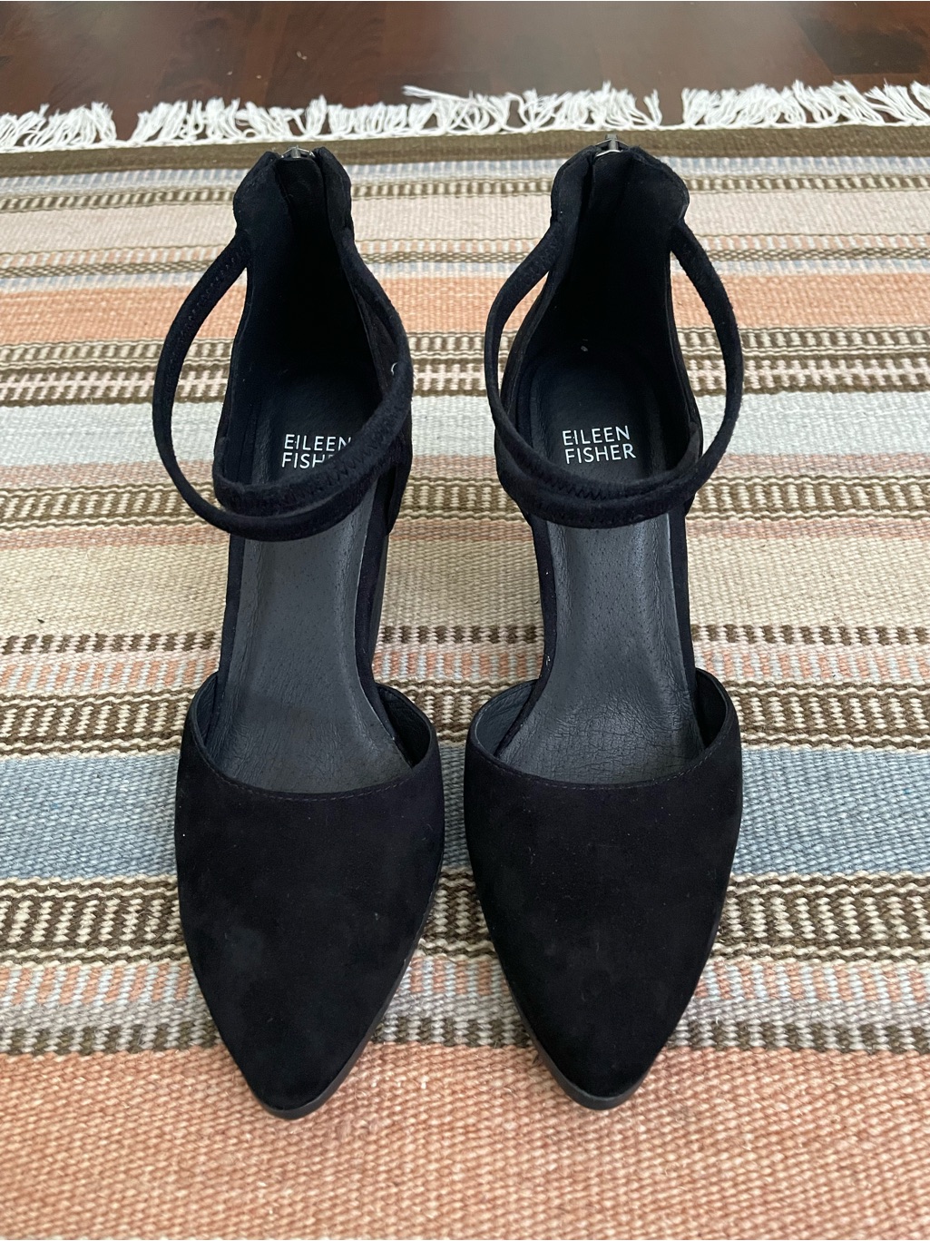 Nwt Eileen Fisher Black Tilda Stack Block Heel